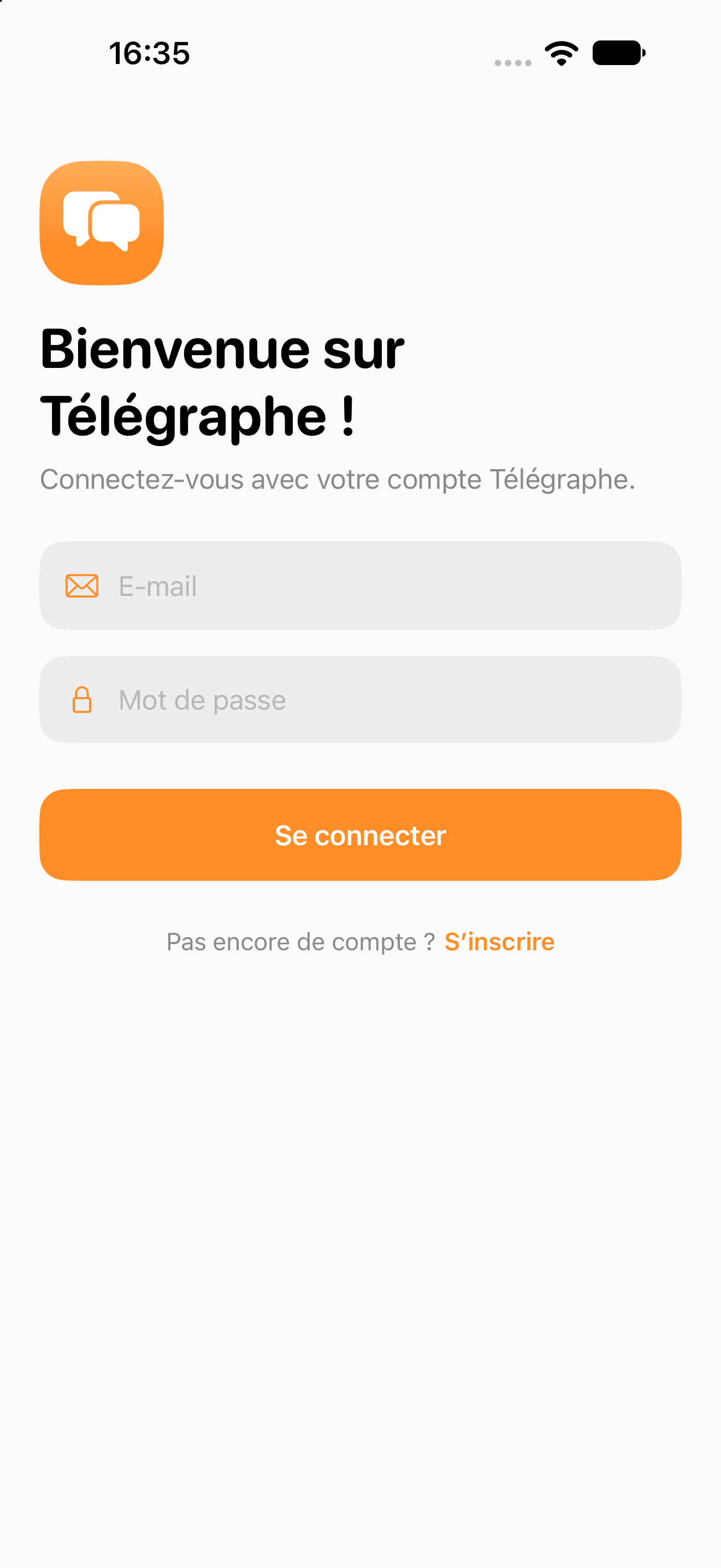 Écran de connexion à Télégraphe